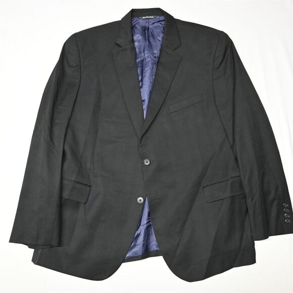 Jack Victor 48R Neptue CT Black Check 100% Wool Blazer Suit Jacket‎ Sport Coat